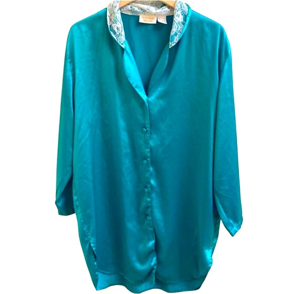 Victoria's Secret Gold Label Satin Oversized Button Night Gown M - Picture 1 of 4